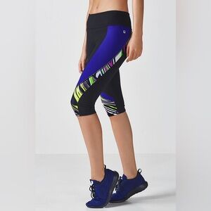 Black and Blue Leggings cropped leggings